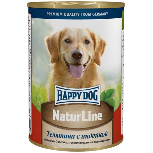 Влажный корм для собак Happy Dog NaturLine, индейка, телятина 1 уп. х 1 шт. х 970 г