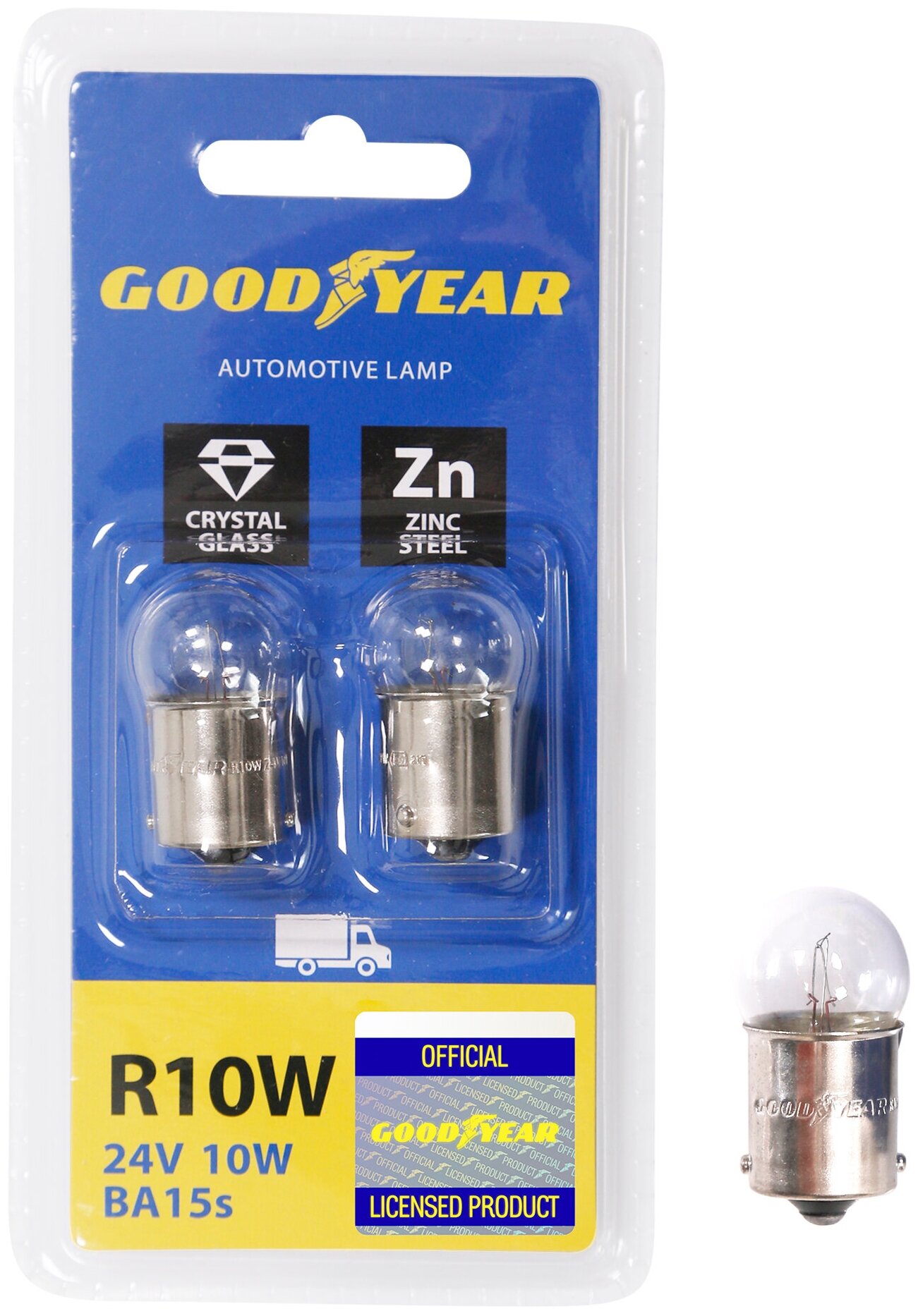 Лампа накаливания автомобильная Goodyear R10W 24V 10W BA15s (блистер: к-т 2шт.) (GY012411)