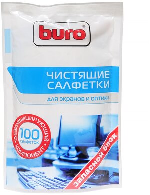 Влажные салфетки Buro BU-Zscreen, 100 шт (запасной блок) для экранов мониторов/плазменных/ЖК телевизоров/ноутбуков