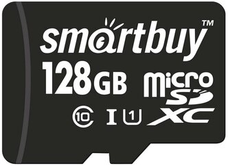 Карта памяти SmartBuy microSDXC Class 10 UHS-I U1 128 GB, чтение: 90 MB/s, запись: 25 MB/s