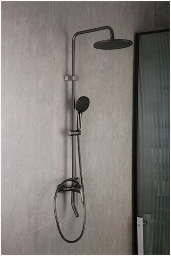 Изображение товара Душевая стойка Frap F24011-9, латунь, оружейная сталь, вертикальный монтаж