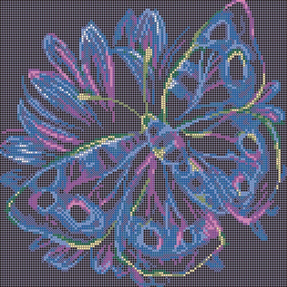 Вышивка бисером картины Неоновые бабочки 27*27см