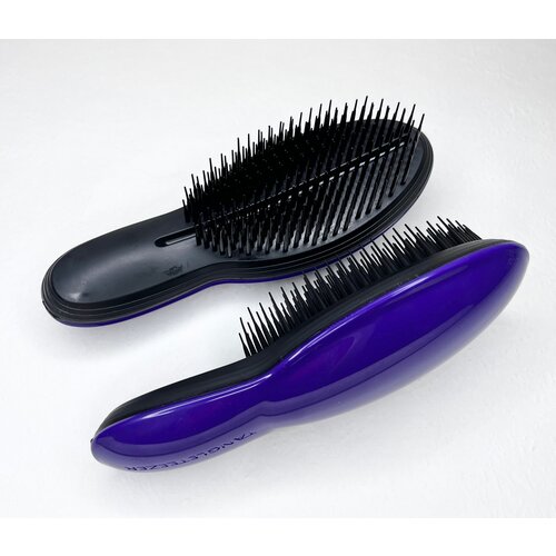 Массажная расчёска для распутывания волос. Длина 21 см. Цвет Черный/Фиолетовый.
