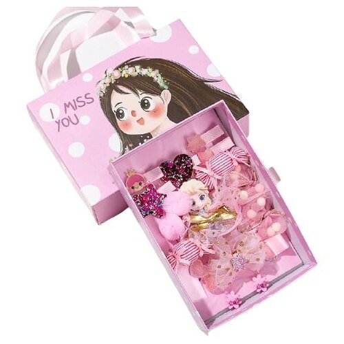 Комплект заколок для девочки 18шт. I Miss You