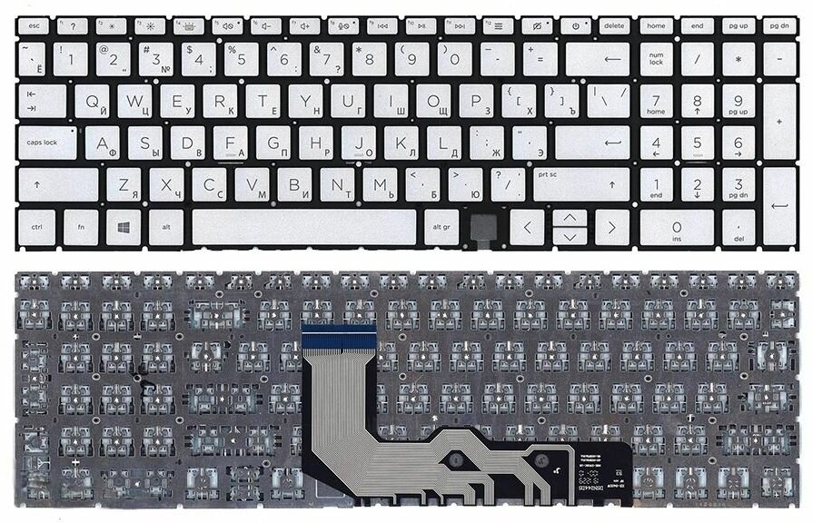 Клавиатура (keyboard) для ноутбука HP Envy 15-ED, 17-CG серебристая с подсветкой