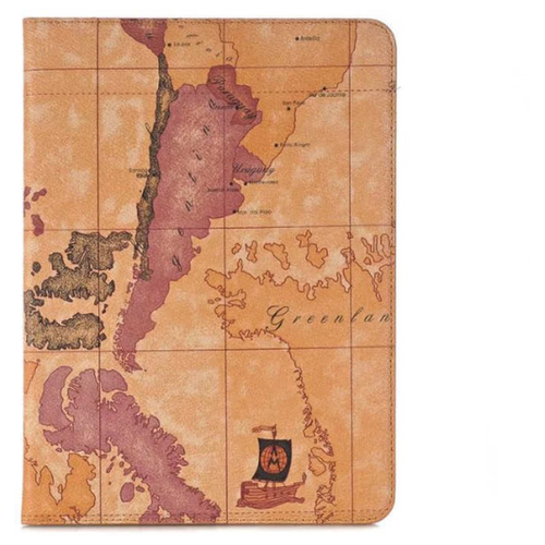 фото Чехол-обложка футляр mypads для ipad pro 12.9 2017 / ipad pro 12.9 2015 тематика карта мира кожаный светло-коричневый