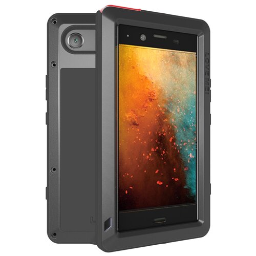 фото Неубиваемый водостойкий противоударный грязестойкий влагозащитный ударопрочный чехол-бампер mypads для sony xperia xz1 compact g8441 4.6 черный цельно-металлический со стеклом gorilla glass