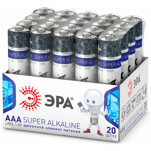 Элемент питания LR03 (ААА) алкалиновый бл. 20шт ЭРА батарейки алкалиновые фаzа super alkaline ааа lr03 мизинчиковые 12 шт lr03sa sb12