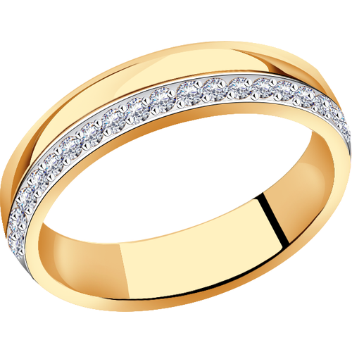 Кольцо обручальное Diamant online, красное золото, 585 проба, фианит, размер 17 кольцо обручальное diamant online красное золото 585 проба фианит размер 15 5