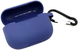 Чехол для наушников Apple AirPods Pro силиконовый с карабином, темно-синий