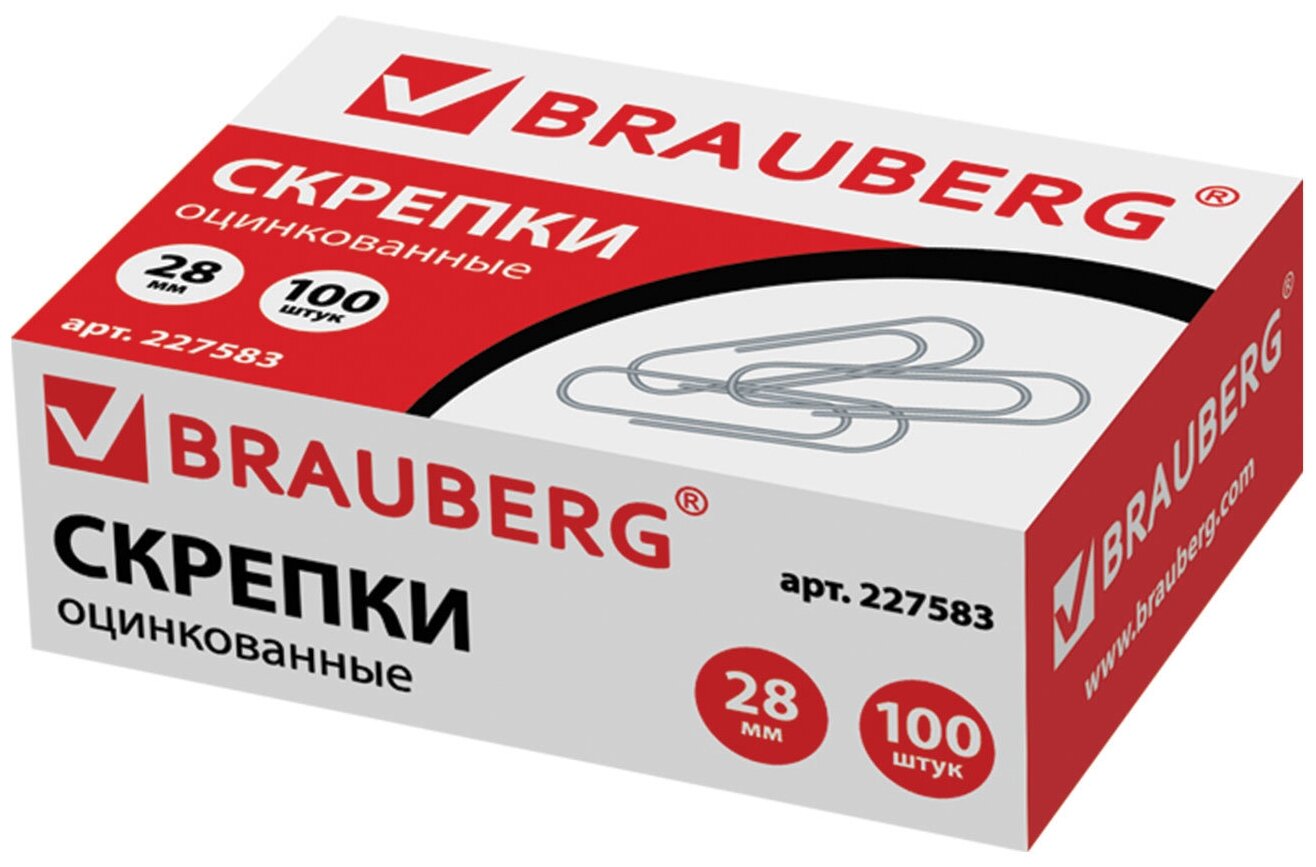 BRAUBERG Скрепки оцинкованные (227583) 28 мм