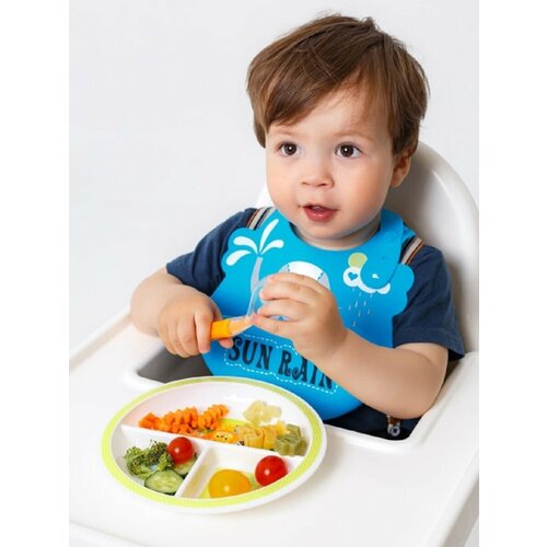 Нагрудник силиконовый с кармашком слюнявчик 230₽