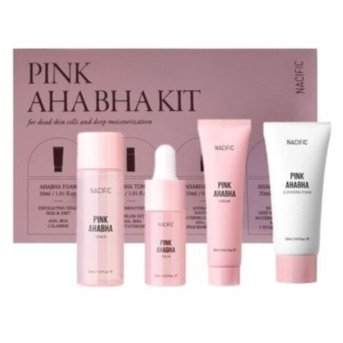 NACIFIC Набор уходовых средств с AHA BHA кислотами Pink AHA BHA KIT 30 мл+30 мл+20 мл+10 мл