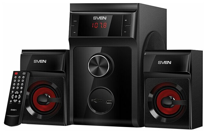 Sven AC MS-302, черный 40 Вт, FM-тюнер, USB SD, дисплей, ПДУ