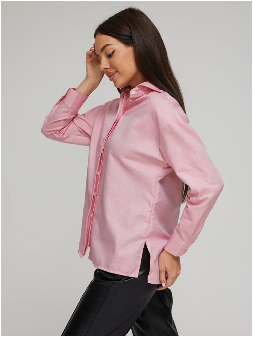 Рубашка  COLLETTO NUOVO, повседневный стиль, прямой силуэт, длинный рукав, размер 46, розовый
