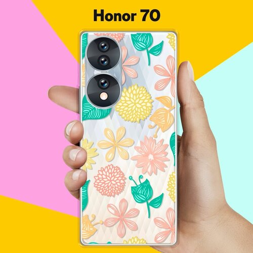 Силиконовый чехол на Honor 70 Узор из цветов / для Хонор 70 силиконовый чехол на honor 70 узор из такс для хонор 70