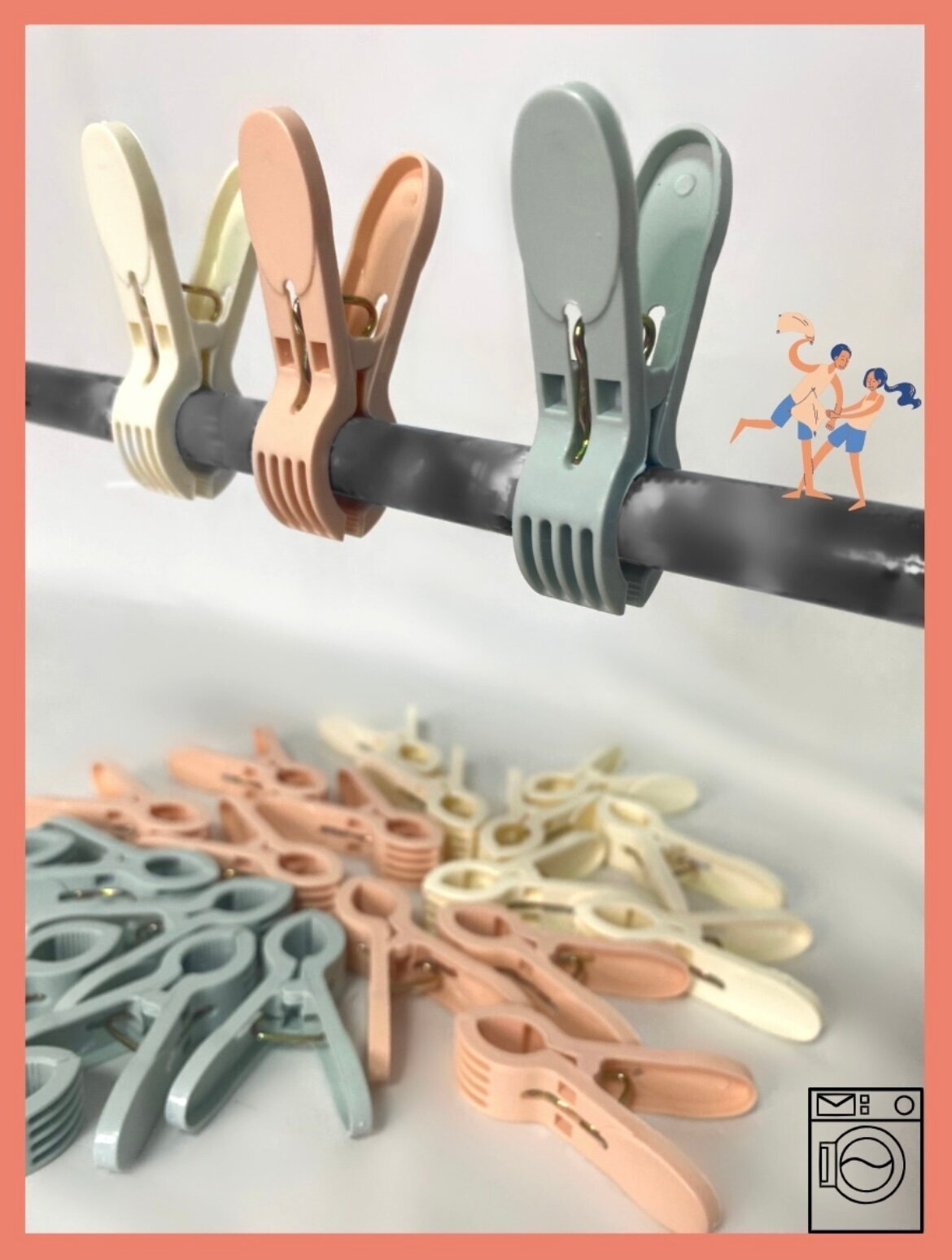 Прищепки пластмассовые для белья разноцветные+Авторский магнит AlexShoping на холодильник - фотография № 5