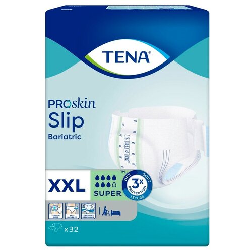 TENA ProSkin Slip Bariatric Super, XXL, 7 капель, 32 шт, Подгузники для взрослых с избыточным весом и ожирением