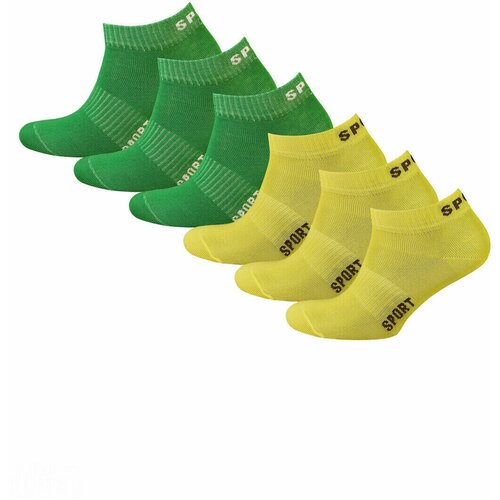 фото Носки status, усиленная пятка, вязаные, на новый год, подарочная упаковка, 6 пар, размер 22-24, зеленый, желтый