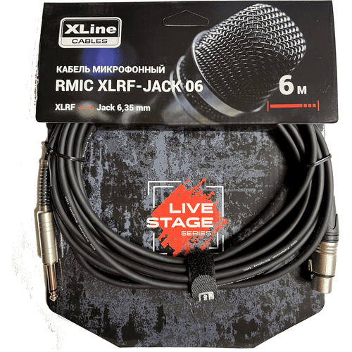 Кабель аудио 1xJack - 1xXLR Xline Cables RMIC XLRF-JACK 06 6.0m xline cables rmic xlrf jack 03 кабель микрофонный xlr 3 pin female jacl 6 3 mono длина 3м