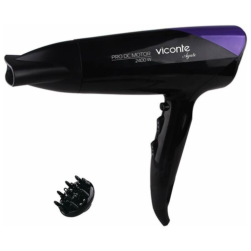 Фен Viconte VC-3725, черный/фиолетовый фен viconte vc 3750 черный