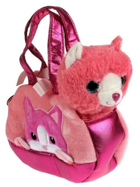 Мягкая игрушка Кошка в сумочке розовая без музыкального чипа Мой питомец