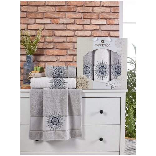 фото Oran merzuka полотенце berny цвет: серый (50х90 см - 2 шт,70х140 см) br41065