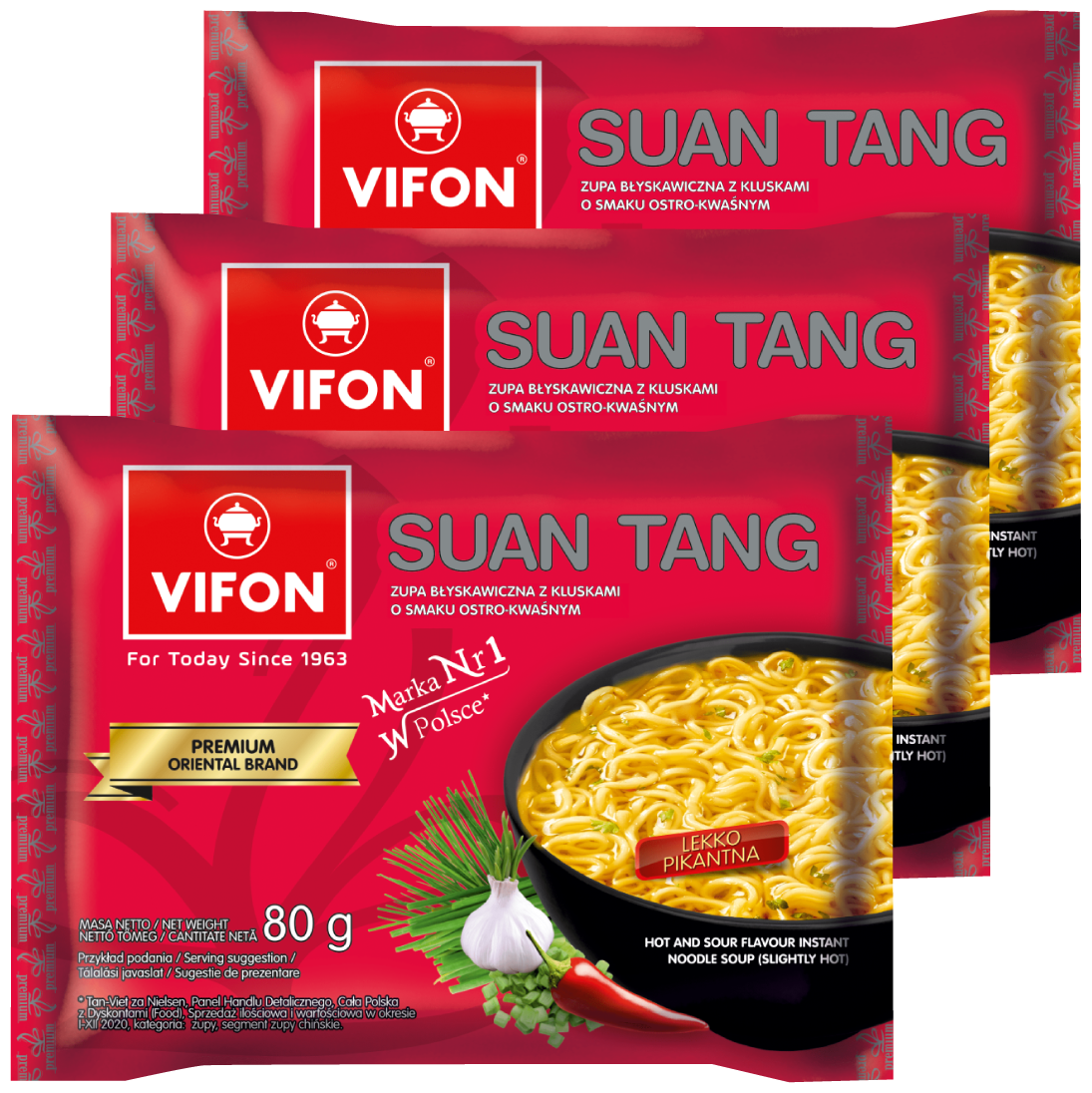 Лапша быстрого приготовления Суан Тан Премиум Vifon, пачка 80 г х 3 шт