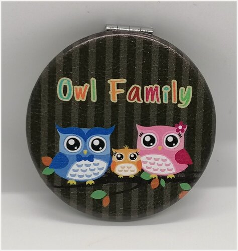 Изображение товара Зеркало кожаное, круглое "Совиное семейство"