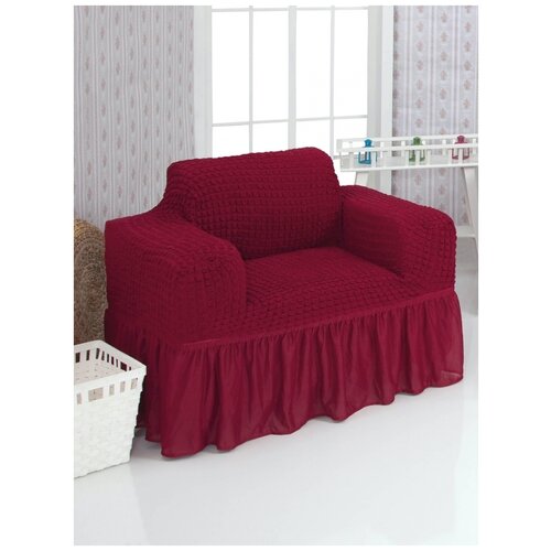фото Чехол на кресло с оборкой venera, цвет бордовый