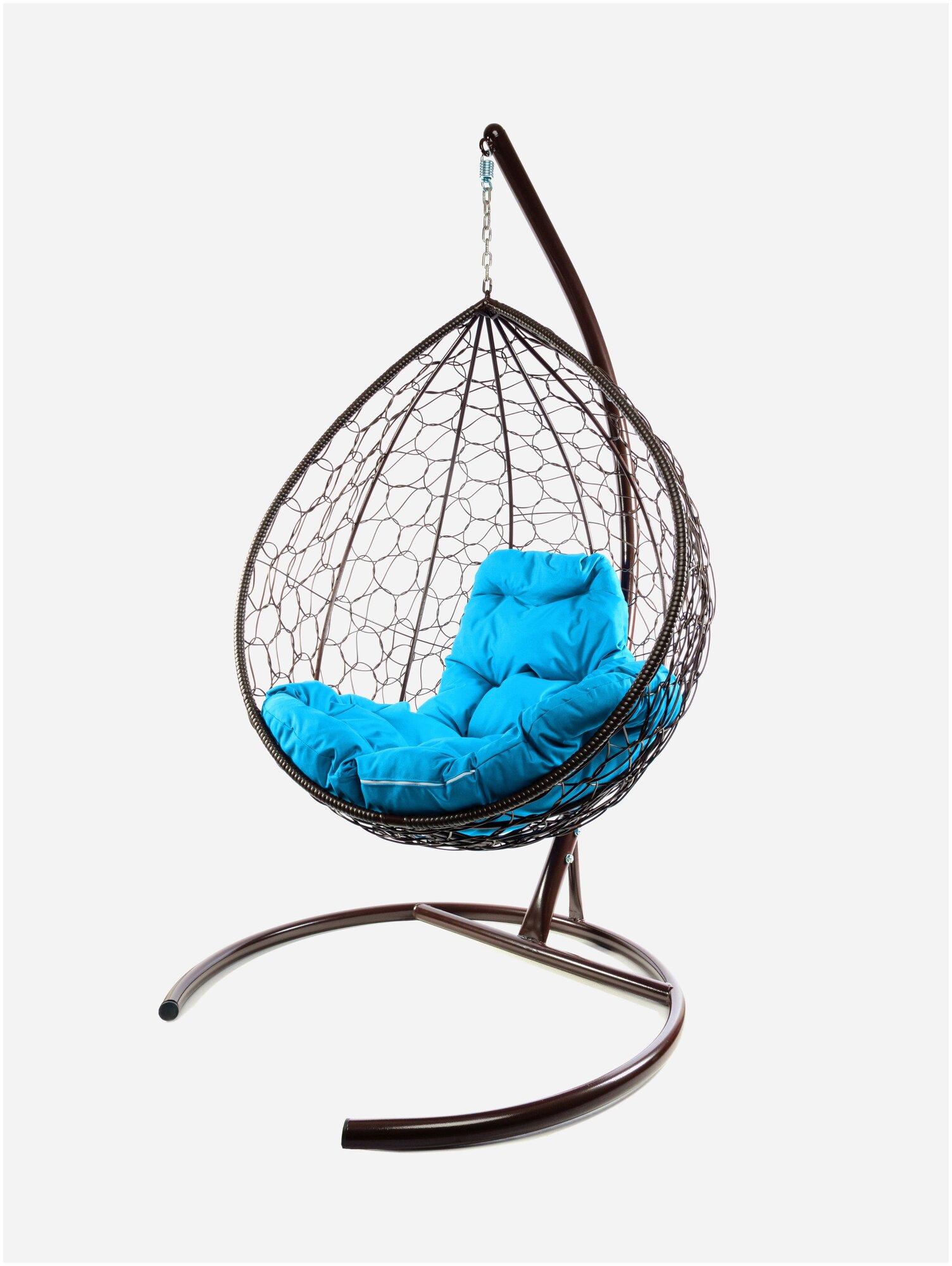 Подвесное кресло M-Group капля ротанг коричневое, голубая подушка - фотография № 4