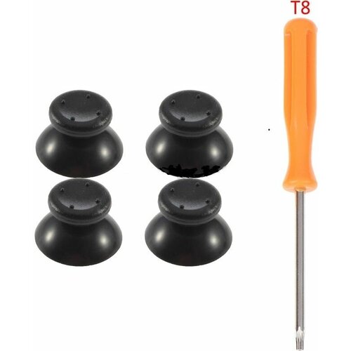 Аналоговые стики - грибки на геймпад джойстик 4 штуки отвертка torx T8 для 3D стиков Xbox 360 черные накладки 450₽
