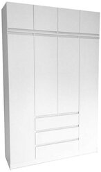 Шкаф для одежды с антресолями 160х48х250 см, Белый матовый