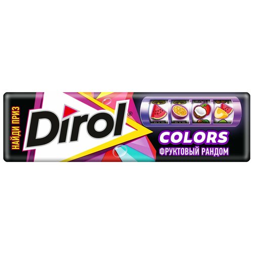 Жевательная резинка DIROL "Colors Фруктовый Рандом", 10 подушечек, 13,6 г, 101661
