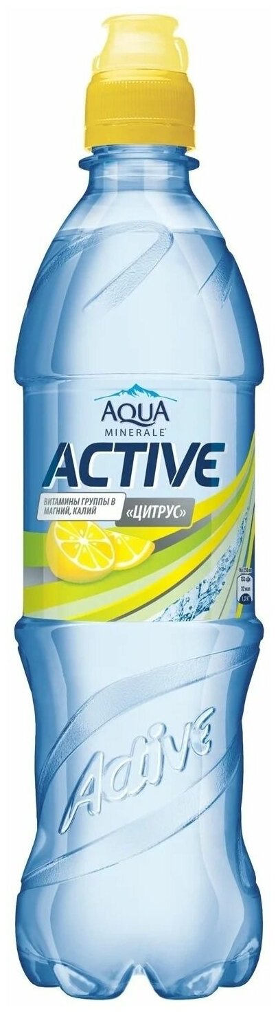 Вода питьевая Aqua Minerale Active Цитрус 0,6 л х 12 бутылок, б/г пэт - фотография № 1