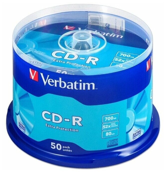 Диск CD-R Verbatim 700Mb 52x (cake box 50шт) (43351)