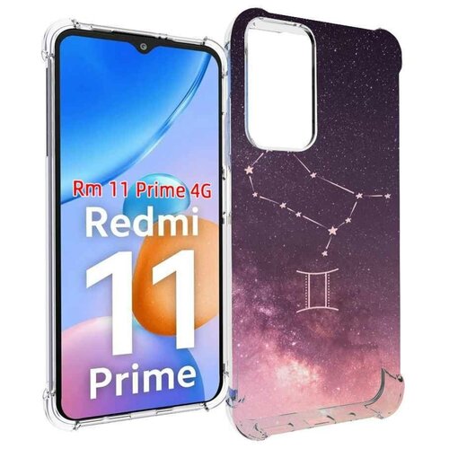 Чехол MyPads знак зодиака близнецы 5 для Xiaomi Redmi 11 Prime 4G задняя-панель-накладка-бампер