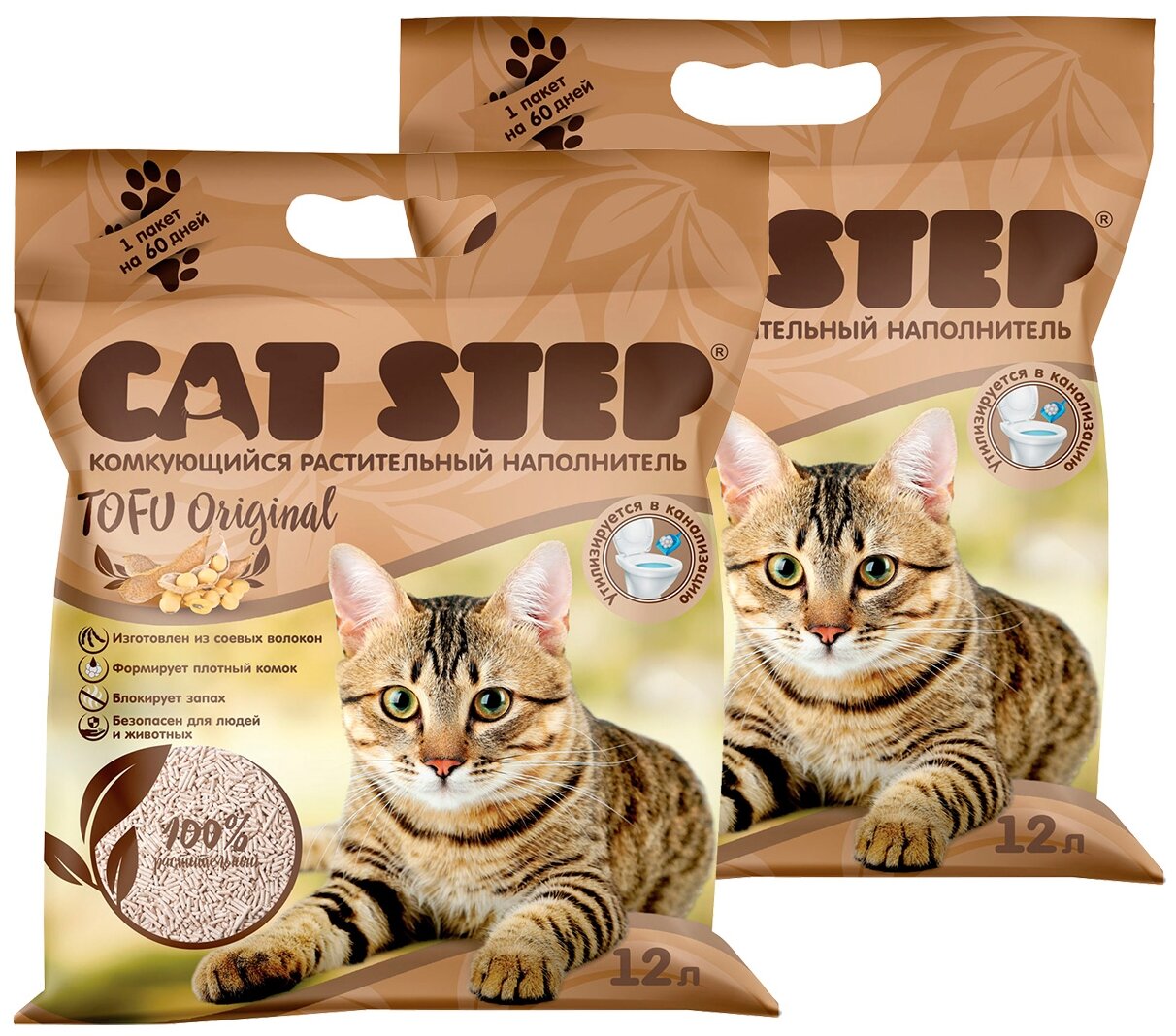 CAT STEP TOFU ORIGINAL - Кэт степ наполнитель комкующийся для туалета кошек (12 + 12 л)