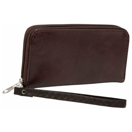 фото Кошелёк на молнии, с ручкой, цвет коричневый сима-ленд