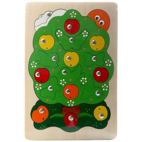 Развивающая игрушка Крона Яблоня-загадка, зеленый/красный/желтый развивающая игрушка крона бабочки красный желтый зеленый голубой