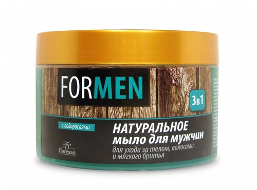 Floresan Мыло мягкое Натуральное для мужчин 3 в 1 с водорослями свежесть, 450 мл, 450 г