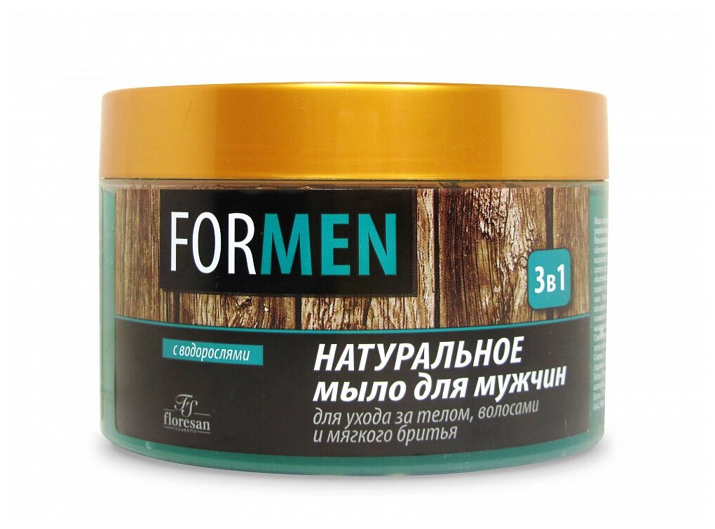 Floresan Мыло мягкое Натуральное для мужчин 3 в 1 с водорослями