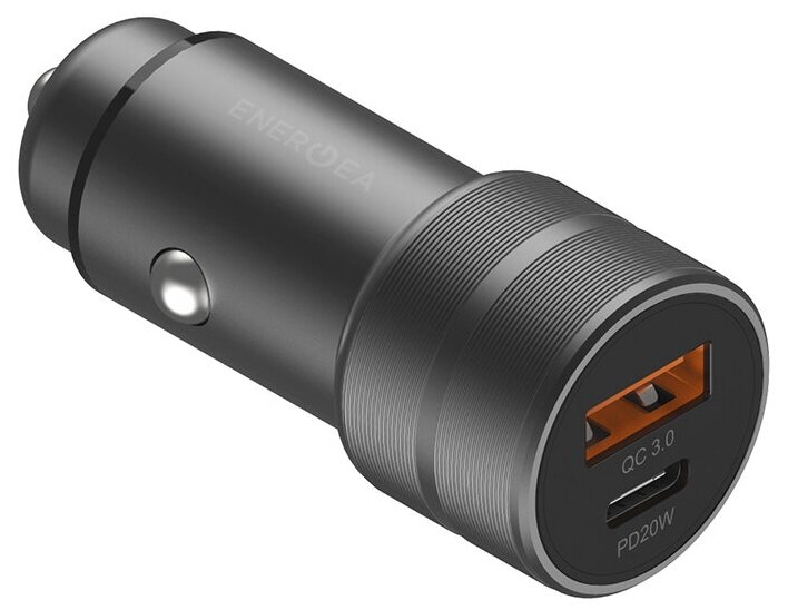 АЗУ EnergEA Alu drive PD20+, USB-C PD20 +USB-A QC3.0 (total 38W) Aluminium Gunmet