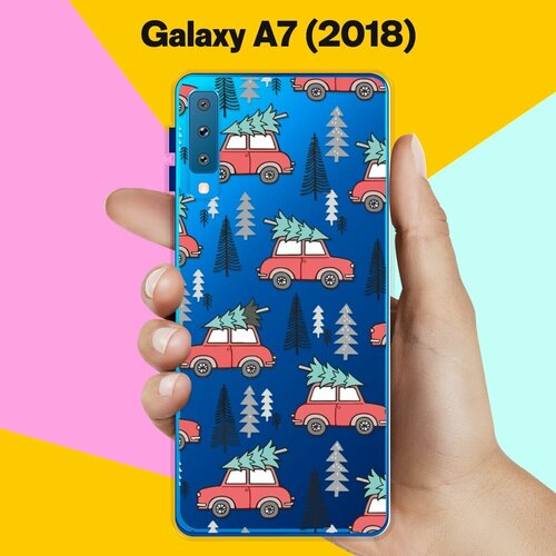 Силиконовый чехол на Samsung Galaxy A7 (2018) Машины с елками / для Самсунг Галакси А7 2018