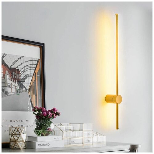 Светильник настенный светодиодный современный минималистичный / Бра настенный светильник для гостиной 80 СМ. Золотой
