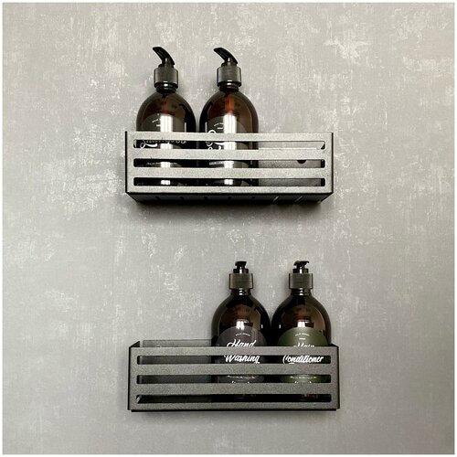 Настенная металлическая полка для ванной, кухни, навесная, из оцинкованной стали, черная; набор из 2х штук