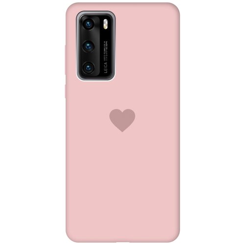 фото Силиконовая чехол-накладка silky touch для huawei p40 с принтом "heart" розовая gosso