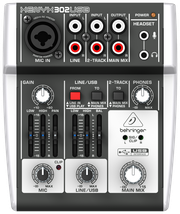 BEHRINGER 302USB микшер, 1 микрофонный моновход, 2 стерео входа, USB интерфейс