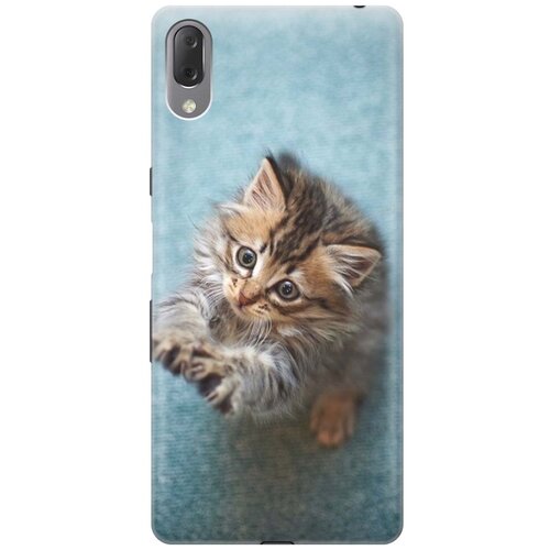 фото Re:paчехол - накладка artcolor для sony xperia l3 с принтом "котёнок на голубом"