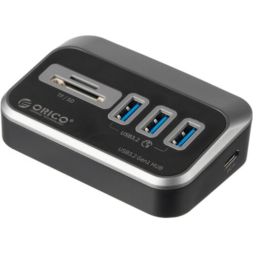 USB-концентратор ORICO M3U3-3TS-05, разъемов: 3, 50 см, черный usb концентратор orico m32a2c g2 05 разъемов 4 50 см черный серый